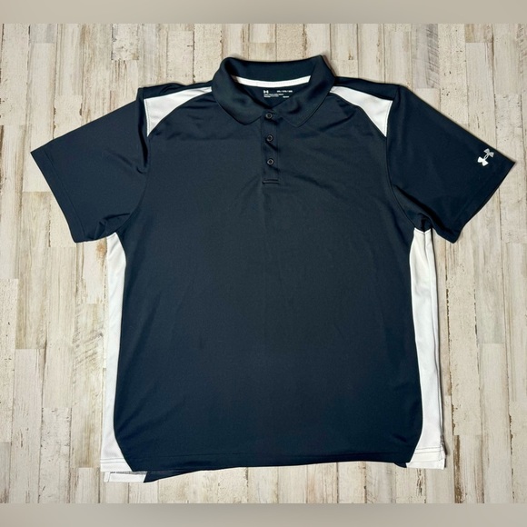 Under Armour Other - Under Armour Polo Shirt Mens 2XL Black Graphic Performance Loose Heatgear